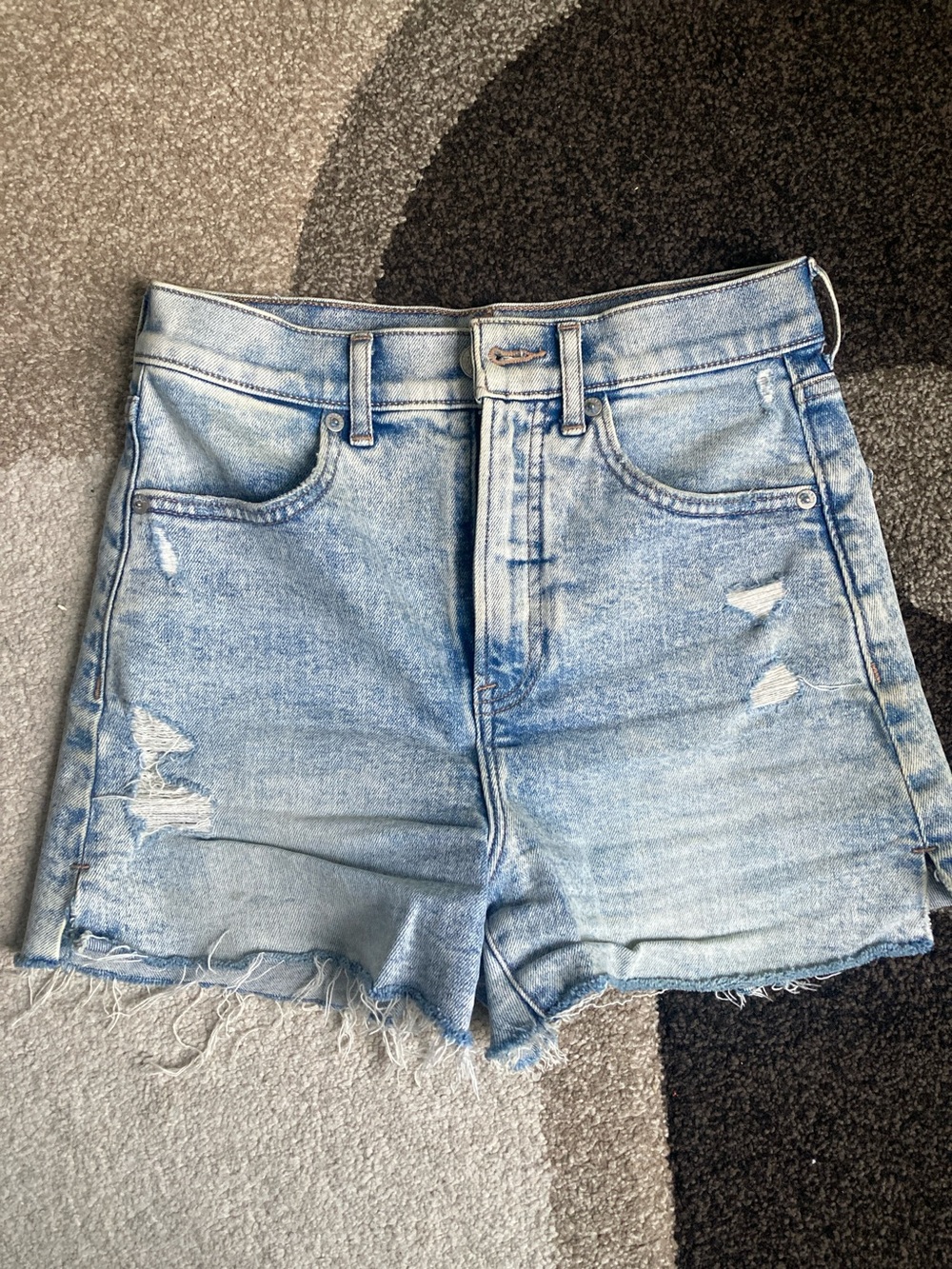 Express Light Blue Distressed Denim Jean Shorts